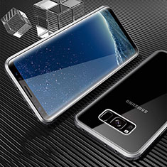 Coque Rebord Bumper Luxe Aluminum Metal Miroir 360 Degres Housse Etui M02 pour Samsung Galaxy S8 Plus Argent