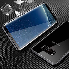 Coque Rebord Bumper Luxe Aluminum Metal Miroir 360 Degres Housse Etui M02 pour Samsung Galaxy S8 Plus Noir