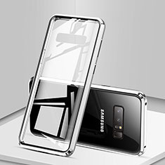 Coque Rebord Bumper Luxe Aluminum Metal Miroir 360 Degres Housse Etui M03 pour Samsung Galaxy Note 8 Argent