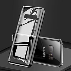 Coque Rebord Bumper Luxe Aluminum Metal Miroir 360 Degres Housse Etui M03 pour Samsung Galaxy Note 8 Duos N950F Noir