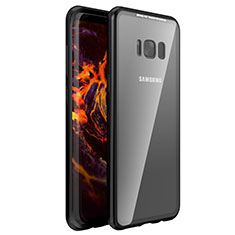 Coque Rebord Bumper Luxe Aluminum Metal Miroir 360 Degres Housse Etui M03 pour Samsung Galaxy S8 Noir