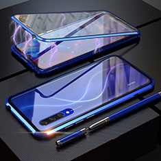 Coque Rebord Bumper Luxe Aluminum Metal Miroir 360 Degres Housse Etui M03 pour Xiaomi CC9e Bleu