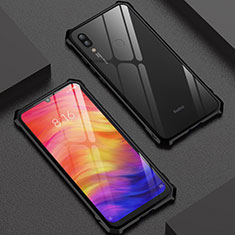 Coque Rebord Bumper Luxe Aluminum Metal Miroir 360 Degres Housse Etui M03 pour Xiaomi Redmi Note 7 Pro Noir