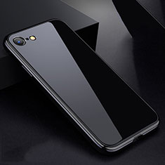 Coque Rebord Bumper Luxe Aluminum Metal Miroir 360 Degres Housse Etui pour Apple iPhone 7 Noir