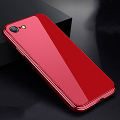 Coque Rebord Bumper Luxe Aluminum Metal Miroir 360 Degres Housse Etui pour Apple iPhone 7 Rouge