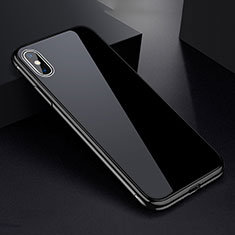 Coque Rebord Bumper Luxe Aluminum Metal Miroir 360 Degres Housse Etui pour Apple iPhone X Noir