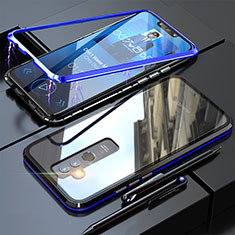 Coque Rebord Bumper Luxe Aluminum Metal Miroir 360 Degres Housse Etui pour Huawei Mate 20 Lite Bleu