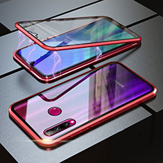 Coque Rebord Bumper Luxe Aluminum Metal Miroir 360 Degres Housse Etui pour Huawei P Smart+ Plus (2019) Rouge