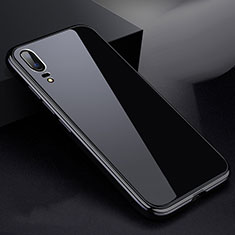 Coque Rebord Bumper Luxe Aluminum Metal Miroir 360 Degres Housse Etui pour Huawei P20 Noir