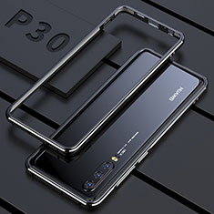 Coque Rebord Bumper Luxe Aluminum Metal Miroir 360 Degres Housse Etui pour Huawei P30 Noir