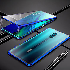 Coque Rebord Bumper Luxe Aluminum Metal Miroir 360 Degres Housse Etui pour Oppo K3 Bleu