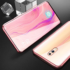 Coque Rebord Bumper Luxe Aluminum Metal Miroir 360 Degres Housse Etui pour Oppo Reno Or Rose