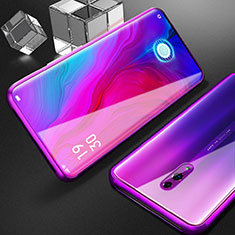 Coque Rebord Bumper Luxe Aluminum Metal Miroir 360 Degres Housse Etui pour Oppo Reno Violet