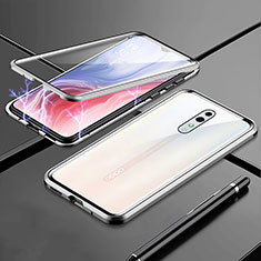 Coque Rebord Bumper Luxe Aluminum Metal Miroir 360 Degres Housse Etui pour Oppo Reno Z Argent