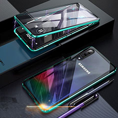 Coque Rebord Bumper Luxe Aluminum Metal Miroir 360 Degres Housse Etui pour Samsung Galaxy A70 Vert