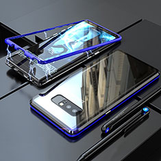 Coque Rebord Bumper Luxe Aluminum Metal Miroir 360 Degres Housse Etui pour Samsung Galaxy Note 8 Bleu
