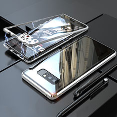 Coque Rebord Bumper Luxe Aluminum Metal Miroir 360 Degres Housse Etui pour Samsung Galaxy Note 8 Duos N950F Argent