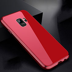 Coque Rebord Bumper Luxe Aluminum Metal Miroir 360 Degres Housse Etui pour Samsung Galaxy S9 Rouge