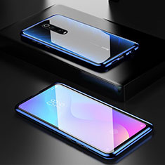 Coque Rebord Bumper Luxe Aluminum Metal Miroir 360 Degres Housse Etui pour Xiaomi Mi 9T Bleu