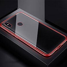 Coque Rebord Bumper Luxe Aluminum Metal Miroir 360 Degres Housse Etui pour Xiaomi Redmi Note 7 Pro Rouge