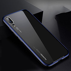 Coque Rebord Bumper Luxe Aluminum Metal Miroir Housse Etui M01 pour Huawei P20 Bleu