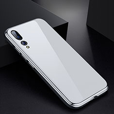 Coque Rebord Bumper Luxe Aluminum Metal Miroir Housse Etui M01 pour Huawei P20 Pro Blanc