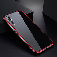 Coque Rebord Bumper Luxe Aluminum Metal Miroir Housse Etui M01 pour Huawei P20 Pro Rouge et Noir