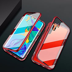 Coque Rebord Bumper Luxe Aluminum Metal Miroir Housse Etui M02 pour Huawei P30 Pro Rouge