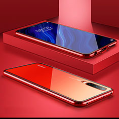 Coque Rebord Bumper Luxe Aluminum Metal Miroir Housse Etui M02 pour Huawei P30 Rouge