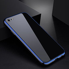 Coque Rebord Bumper Luxe Aluminum Metal Miroir Housse Etui pour Apple iPhone 6 Plus Bleu et Noir