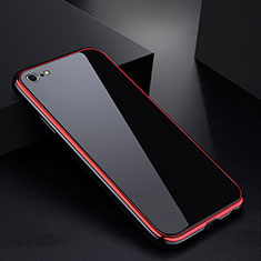 Coque Rebord Bumper Luxe Aluminum Metal Miroir Housse Etui pour Apple iPhone 6 Rouge et Noir