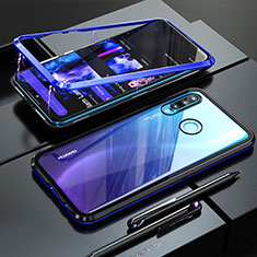 Coque Rebord Bumper Luxe Aluminum Metal Miroir Housse Etui pour Huawei P30 Lite XL Bleu