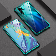 Coque Rebord Bumper Luxe Aluminum Metal Miroir Housse Etui pour Huawei P30 Pro Cyan