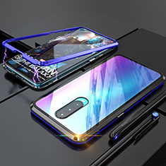 Coque Rebord Bumper Luxe Aluminum Metal Miroir Housse Etui pour Oppo R17 Pro Bleu