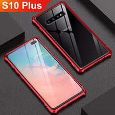 Coque Rebord Bumper Luxe Aluminum Metal Miroir Housse Etui pour Samsung Galaxy S10 Plus Rouge