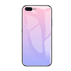 Coque Rebord Contour Silicone et Vitre Miroir Housse Etui A01 pour Apple iPhone 7 Plus Violet