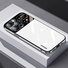 Coque Rebord Contour Silicone et Vitre Miroir Housse Etui AT1 pour Apple iPhone 14 Pro Max Blanc