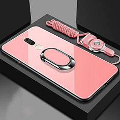 Coque Rebord Contour Silicone et Vitre Miroir Housse Etui avec Support Bague Anneau Magnetique pour Huawei Mate 10 Lite Or Rose