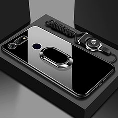 Coque Rebord Contour Silicone et Vitre Miroir Housse Etui avec Support Bague Anneau Magnetique T01 pour Huawei Honor View 20 Noir