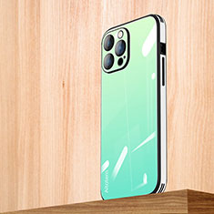 Coque Rebord Contour Silicone et Vitre Miroir Housse Etui Degrade Arc en Ciel AT1 pour Apple iPhone 13 Pro Max Pastel Vert