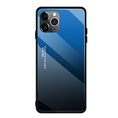 Coque Rebord Contour Silicone et Vitre Miroir Housse Etui Degrade Arc en Ciel H01 pour Apple iPhone 11 Pro Max Bleu