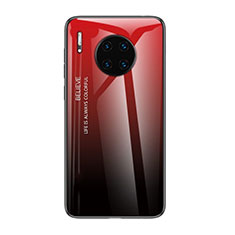 Coque Rebord Contour Silicone et Vitre Miroir Housse Etui Degrade Arc en Ciel H01 pour Huawei Mate 30 5G Rouge