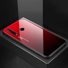 Coque Rebord Contour Silicone et Vitre Miroir Housse Etui Degrade Arc en Ciel H01 pour Huawei P Smart+ Plus (2019) Rouge