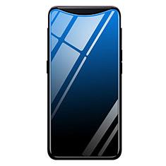 Coque Rebord Contour Silicone et Vitre Miroir Housse Etui Degrade Arc en Ciel H01 pour Oppo Find X Super Flash Edition Bleu et Noir