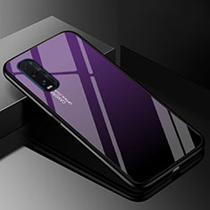 Coque Rebord Contour Silicone et Vitre Miroir Housse Etui Degrade Arc en Ciel H01 pour Oppo Find X2 Violet