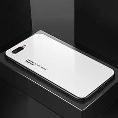 Coque Rebord Contour Silicone et Vitre Miroir Housse Etui Degrade Arc en Ciel H01 pour Oppo R15X Blanc