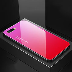 Coque Rebord Contour Silicone et Vitre Miroir Housse Etui Degrade Arc en Ciel H01 pour Oppo R15X Rose Rouge