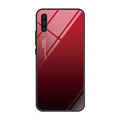 Coque Rebord Contour Silicone et Vitre Miroir Housse Etui Degrade Arc en Ciel H01 pour Samsung Galaxy A70 Rouge