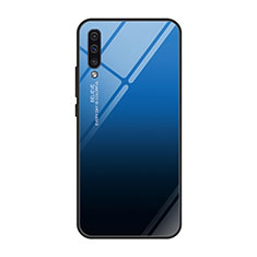 Coque Rebord Contour Silicone et Vitre Miroir Housse Etui Degrade Arc en Ciel H01 pour Samsung Galaxy A70S Bleu