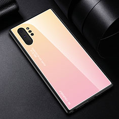 Coque Rebord Contour Silicone et Vitre Miroir Housse Etui Degrade Arc en Ciel H01 pour Samsung Galaxy Note 10 Plus 5G Rose